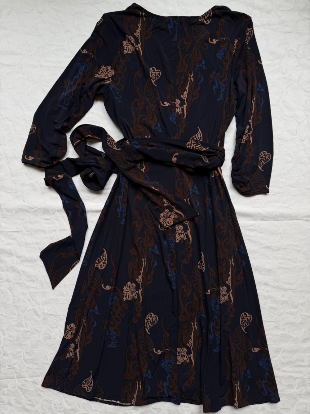 NWT Laundry by Shelli Segal Faux Wrap Dress Blue Sz 12 - Picture 4 of 7